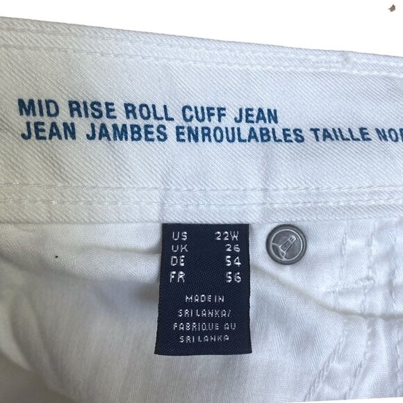 Lands End White Jeans Plus Size 22W Mid Rise Roll Cuff Womens Crop Slimming Pant - Picture 8 of 14